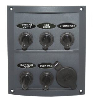 Панель с пятью переключателями и предохранителем 125x110MM
