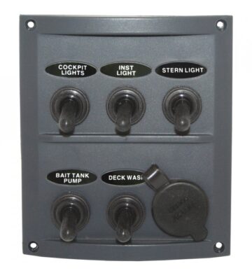Панель с пятью переключателями и предохранителем 125x110MM